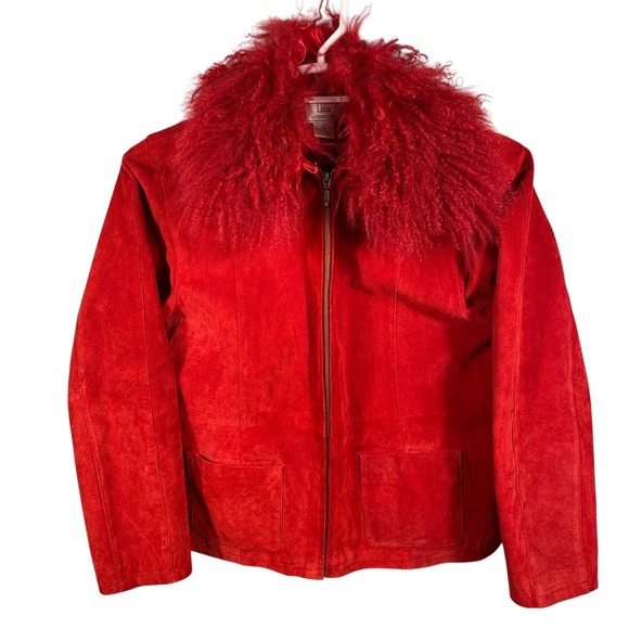 Lisa international Jackets & Blazers - Vintage Lisa International Red Suede Jacket w Collar Thermolite Gloves Women's M